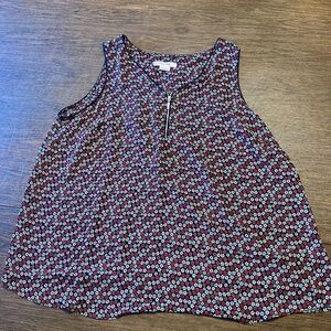 In Every Story Sleeveless Geometric Floral Print Quarter-Zip Shell Tank Top 2x